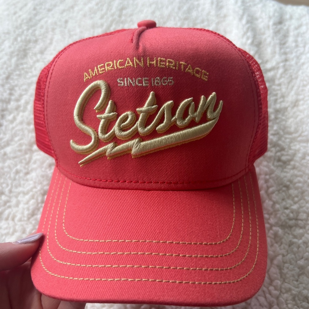 Stetson Pink Cap with Gold Embroidery
